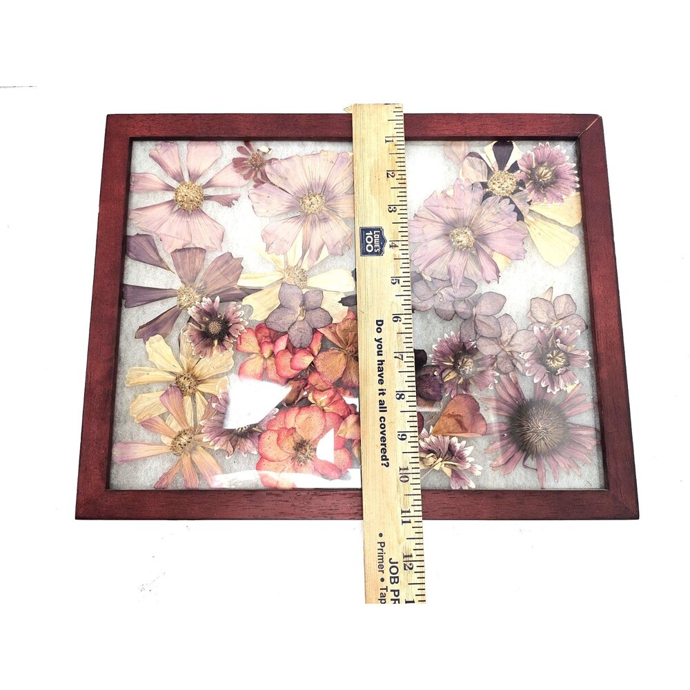 Vtg Pressed Flower Art Floral Framed Botanical - Picture 2 of 4